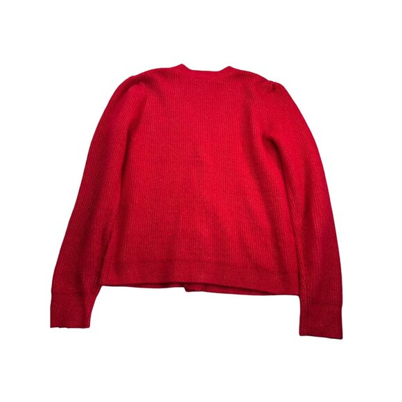 Loft Womens Fuzzy Red Button Front Cardigan Sweater Size S Rhinestone Buttons - Picture 6 of 9